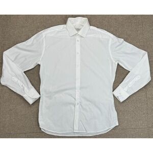 Lanieri Su Misura Men's Button Up White Long Sleeve Dress Shirt Size Medium